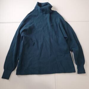 Free People Sweater Softly Structured Tunic Womens Medium Teal Blue Ribbed